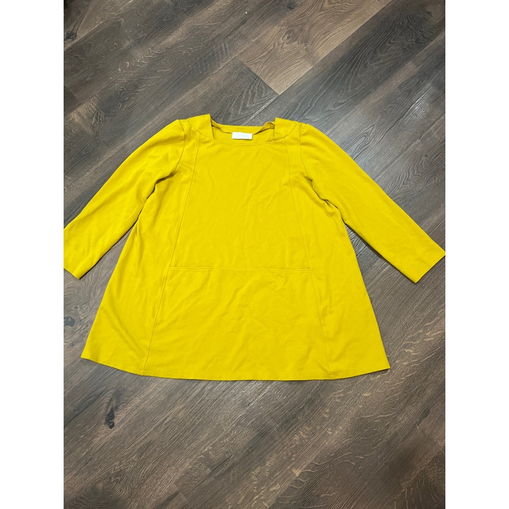 NOEN Yellow Green Long Sleeve Tunic Top With Pockets‎ Women size 10